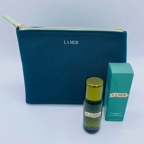 La Mer Beauty Gift Set - 4pc, Green Pouch, Cream, Lotion, Keychain - NEW - Picture 3 of 16